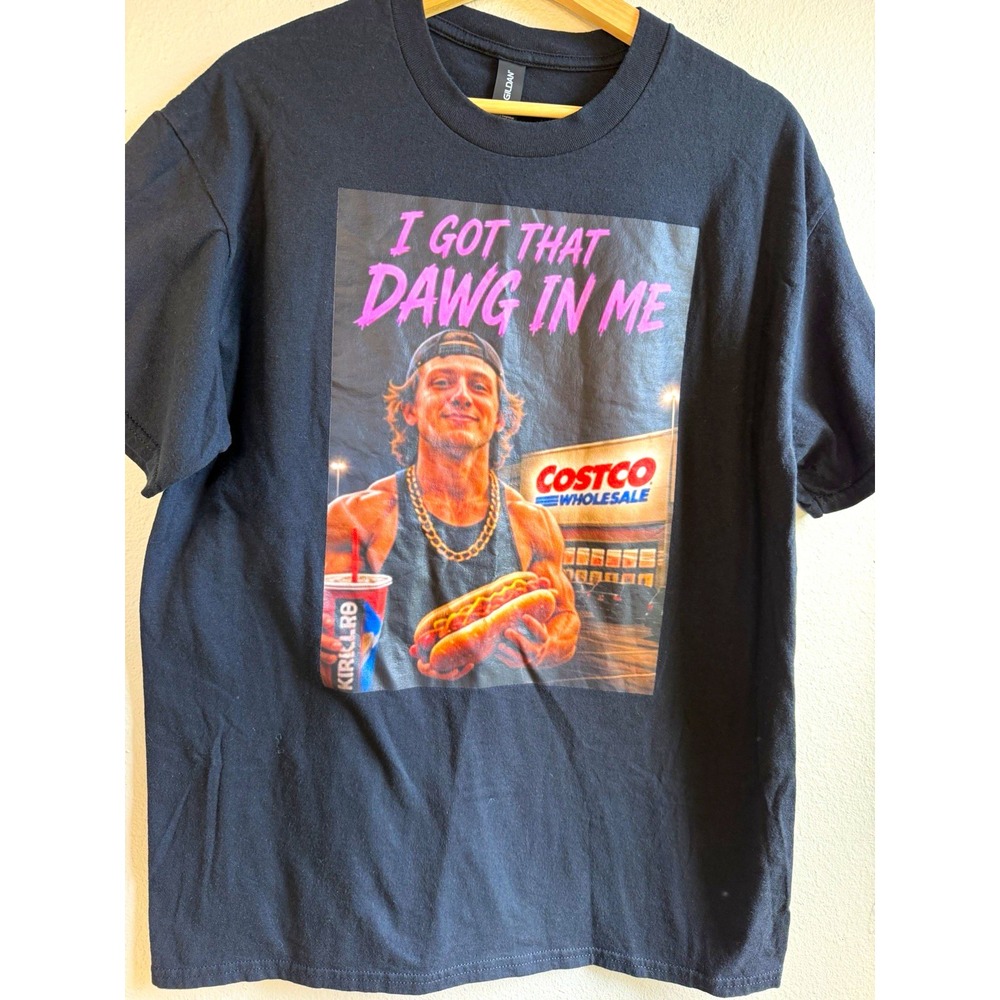 Gildan Heavy Cotton Mens L Black Crew Neck Graphic Tee "I Got That Dawg In Me"